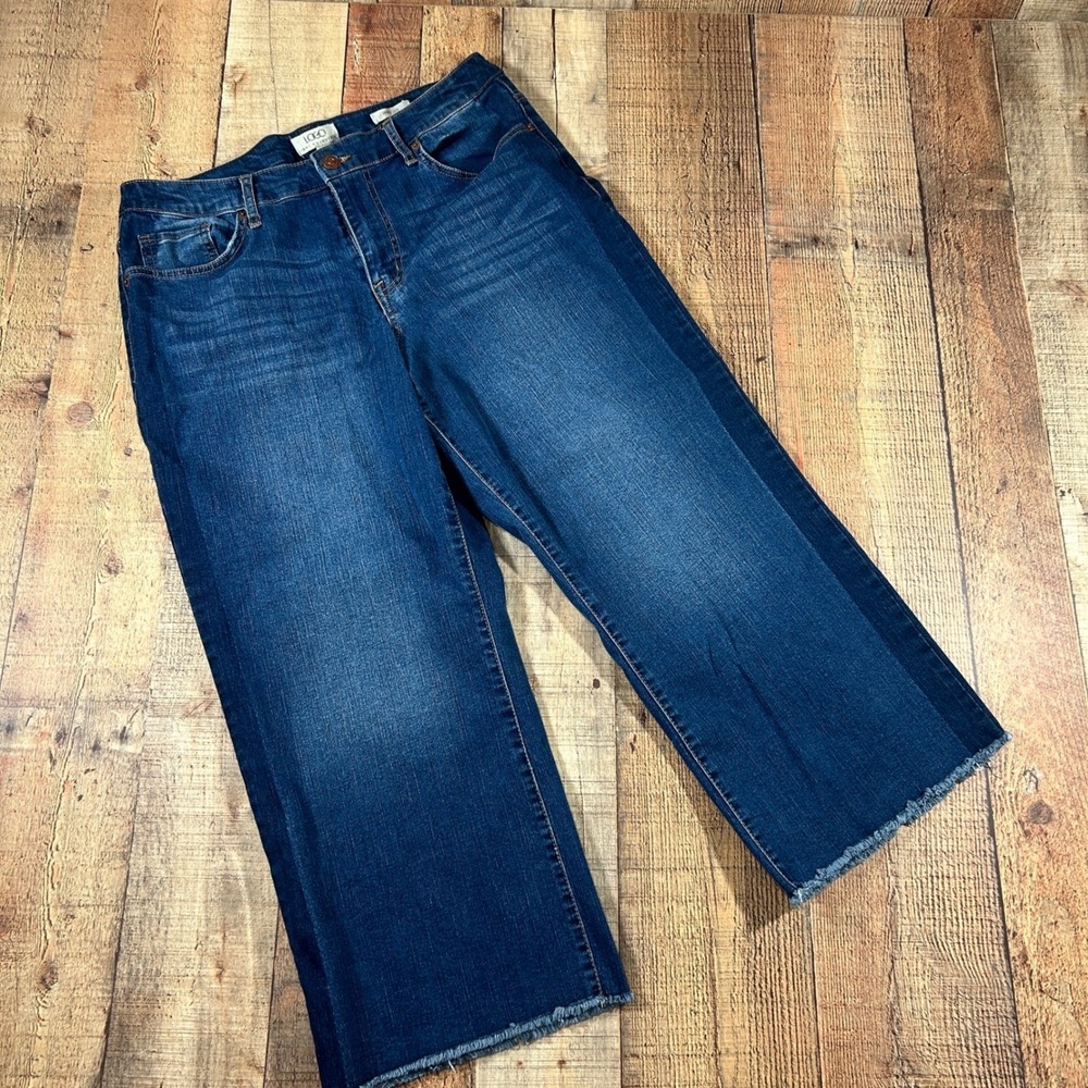 LOGO by Lori Goldstein Wide Leg Crop Jeans Denim QVC High Rise 12 Casual Raw Hem